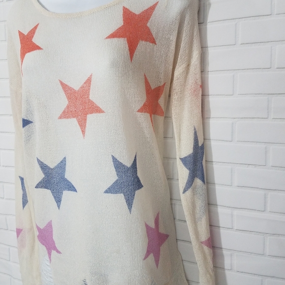 Star Print Sheer See Through Sweater - Picture 3 of 11
